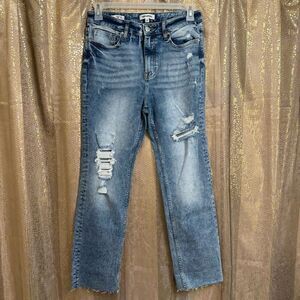 VIGOSS Stevie Crop Straight Leg Blue Acid Washed Jeans Size 29